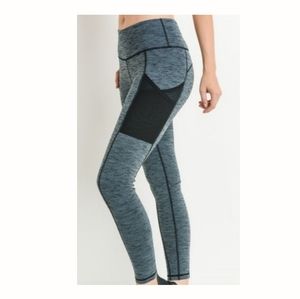Grey/Blue Workout Leggings - Active Wear